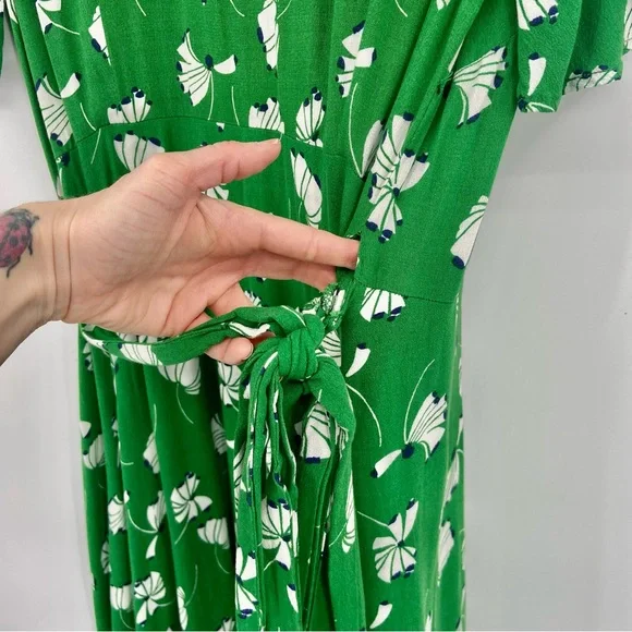 Eloquii Green Floral Print Layered Plus Size Wrap Dress 14 - Picture 12 of 13